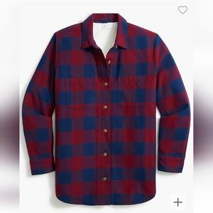 J. Crew Sherpa Lined Oversized Plaid Flannel Shacket